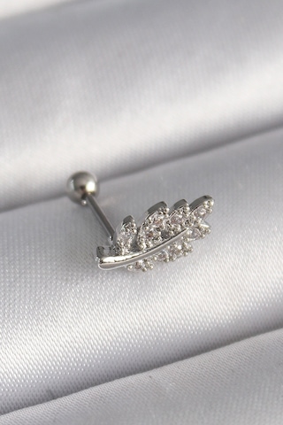 316l Çelik Gümüş Renk Zirkon Taşlı Dal Tragus Piercing