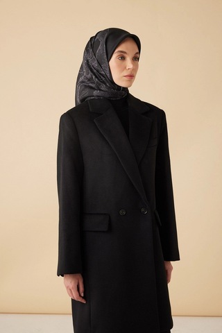 Maisa Hale Tivil İpek Eşarp 90 90 Cm - Siyah Gri 9730