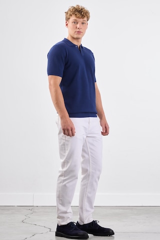 Dufy Lacivert Polo Düğme Yaka Düz Renk Slim Fit Erkek Triko Lacivert