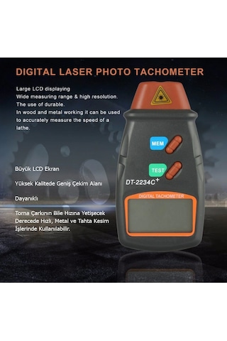 Dt-2234c Dijital Lazer  Hız Göstergeli Devir Ölçer Takometre N11.48