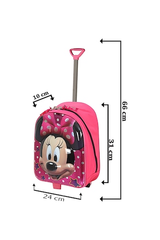 Anaokulu Çocuk Valiz Sırt Çantası Mini Mouse Çekçekli Abs Pembe