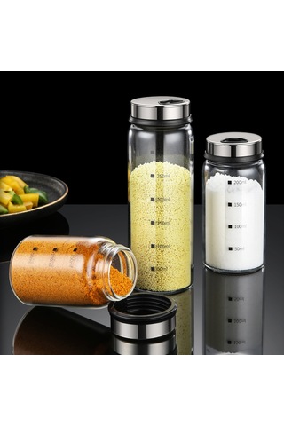 Kosona 150ml Cam Baharat Kavanozu, 4 Farklı Çıkış Açığı, Döner Kapağı Ve Ölçü İzleriyle Dayanıklı Diğer