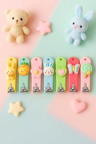 Pratik Güvenli Kullanım Bebek Çocuk Renkli Figür Tırnak Makası 1 Adet Karakterli Şirin Tırnak Makası Çok Renkli