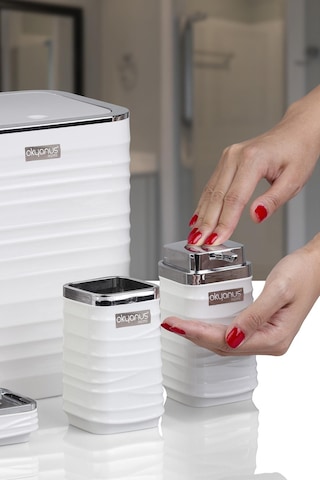 Okyanus Home Luna Beyaz Kromlu Kare 5'li Banyo Seti Beyaz