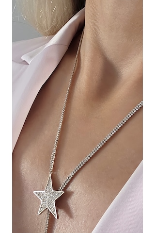 Asansörlü Yıldız İnci Figürlü Köprücük Kemik Kolye