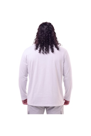 Erkek Büyük Beden 115 - 155 Kilo Arası Uygun Bedenli % 100 Pamuk Uzun Kol Bisiklet Yaka Sweatshirt Beyaz