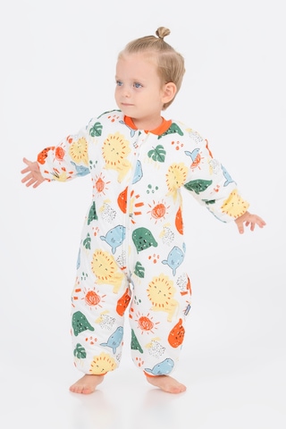 Kız Erkek Çocuk Kalın Elyaf Dolgulu 2.5 Tog Desenli Uyku Tulumu-turuncu-beyaz Turuncu - Beyaz