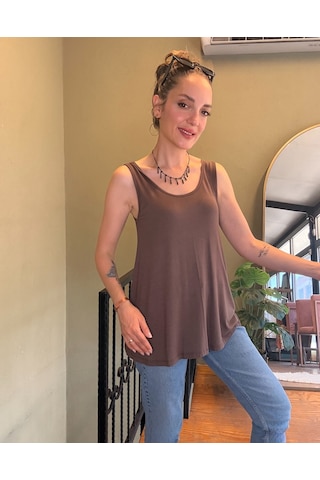Ali Butik Kahve Kalın Askılı Viskon Atlet