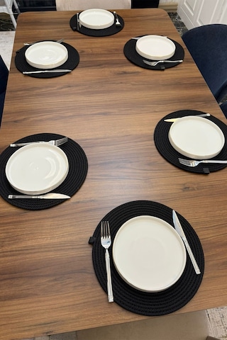 6 Adet Jüt Supla / Amerikan Servis Lux Sunum Tabak Altlığı Siyah