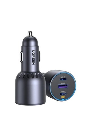 Ugreen 75w 3 Portlu Araç İçi Şarj Cihazı Çakmaklık Adaptörü, 35024