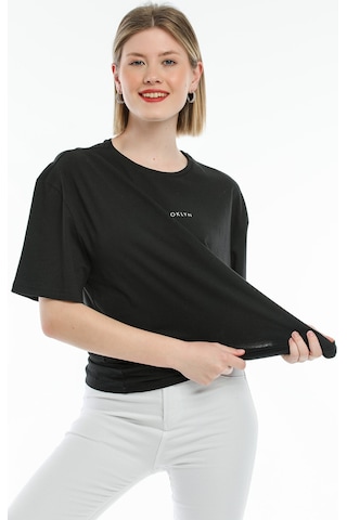 Superlife Süperlife Kadın Bisiklet Yaka Standart ®ular Fit Brookyln Baskılı Tişort Spr21yk27 Black