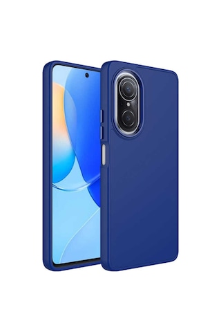 Huawei Nova 9 Se Kılıf Metal Çerçeve Ve Buton Tasarımlı Silikon Zore Luna Kapak Lacivert