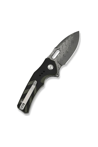 Civivi Vexron Milled Black & Green G10 Handle Damascus Blade Kamp Çakı Siyah - Yeşil