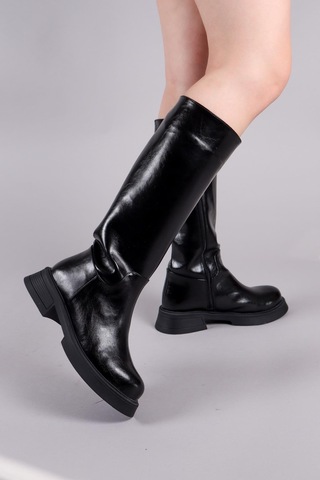 Valonya Düz Çizme Siyah-8558 Siyah