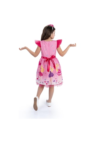 Pembe Barbie Taçlı Kız Çocuk Doğum Günü Parti Elbisesi-pembe Pembe