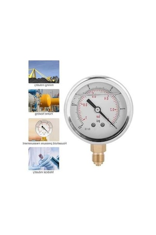 Besthome1 Y60 Radyal Vakum Manometre, -1-0bar, 1/4 Bsp, Petrol-metalurji İçin, Dayanıklı Çelik-bakır