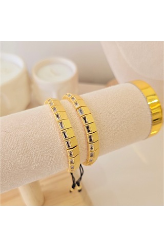 Asimetrik Jj Çelik Bileklik Gold - Çelik