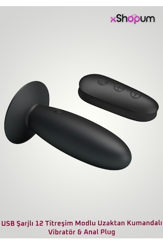 xShopum Usb Şarjlı 12 Titreşim Modlu Uzaktan Kumandalı Vibratör & Anal Plug