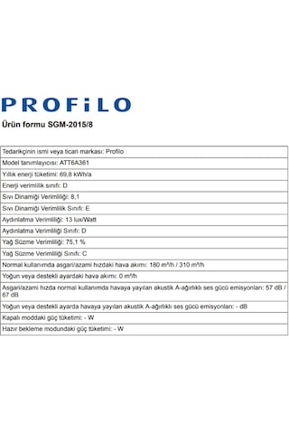 Profilo ATT6A361 60 CM Aspiratör Siyah