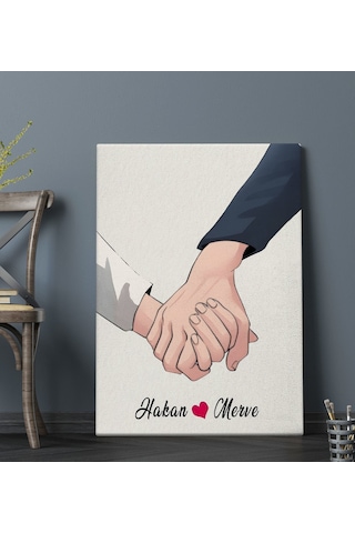 Bk Gift Kişiye Özel Sevgili El Ele Tasarımlı Kanvas Tablo-5 70x100 , Sevgiliye Hediye, Sevgililer Günü Hediyesi Kobitmeyencom33688 Bk Gift