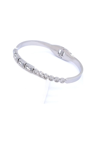 Bz 316l Çelik Zirkon Taşlı Kadın Spor Kelepçe Blz-348 Beyaz