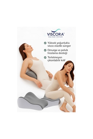 Vıscora Ortopedik Vücut Destek Minderi Space Memory Foam -yıkanabilir Kılıf Ofis/ev/yatak Gri