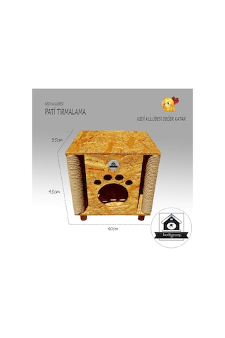 Kedigram Kedi Kulübesi Lüks Pati Kedi Tırmalama Ev Kedi Kulübesi 35 x 40 x 45 CM
