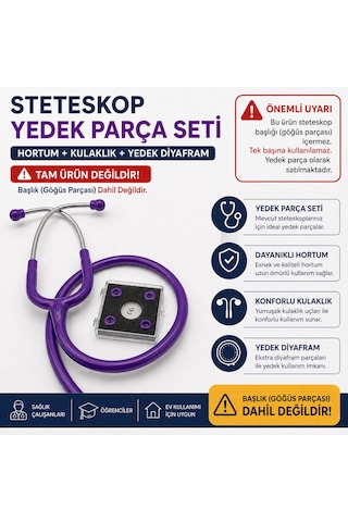 Steteskop Yedek Hortum Seti Göğüs Parçası Hariç I Hortum + Kulaklık Başlık Hariç