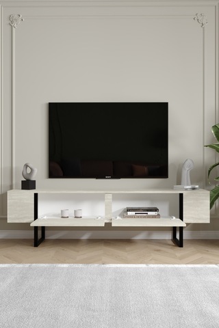 Serenity Metal Ayaklı Tv Ünitesi 180 Cm - Traverten Desen Traverten