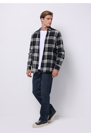 Colin's Colins Regular Fit Shirt Neck Ekoseli Erkek Lacivert Uzun Kol Gömlek Cl1076514 Q1.v1 Dnv Koyu Lacivert