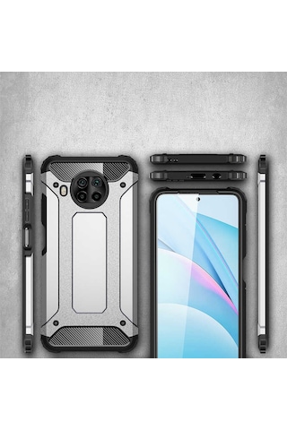 Ekılıf - Xiaomi Redmi Note 9 Pro 5g Uyumlu - Kılıf Çift Katman Zırh Tank Crash Military Kapak - Siyah