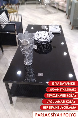 Siyah Parlak Yapışkanlı Folyo Çok Amaçlı 120cm