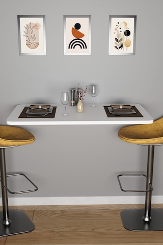 Katlanabilir Duvara Monte Mutfak Masası - 50x90 Cm Yemek Ve Hazırlık Masası Beyaz