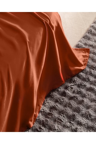 Madame Coco Ciel Tek Kişilik %100 Pamuk Saten Lastiksiz Çarşaf - Turuncu 8684427182055 Turuncu