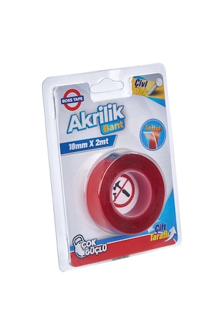 Şeffaf Çift Taraflı Akrilik Montaj Bandı-18 MM/2mt