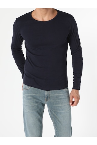 Colin's Slim Fit Bisiklet Yaka Erkek Lacivert Uzun Kol Tişört CL1051052_Q1.V1_NAV