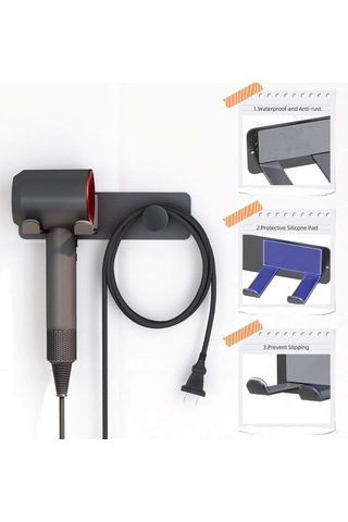 Lichen Duvara Monte Saç Kurutma Makinesi Tutacağı, Paslanmaz Siyah