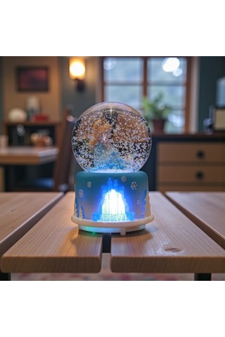 Frozen Temal Büyük Boy Püskürtmeli Müzikli Işıklı Kar Küresi