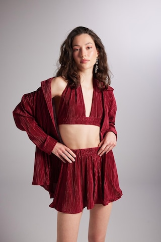 Holly Lolly Beli Lastikli Mini Comfy Şort Bordo