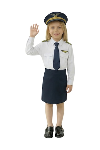 Uzun Kol Gömlekli Apoletli Kız Pilot Kostümü