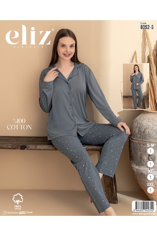 Street Beauty Eliz Süprem Düğmeli Pijama Takım Eliz Gri