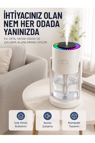 Ultrasonik Hava Nemlendirici Renkli Led Işıklı Sessiz Oda Nemlendirme Cihazı Aklby-bsva58
