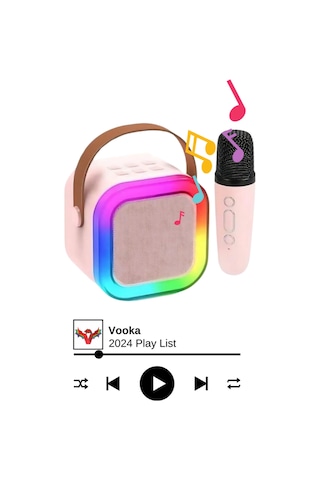 Bluetooth Hoparlör Parti Hoparlörü Karaoke Mikrofon li Işıklı Ses Bombası Usb Sd Girişli
