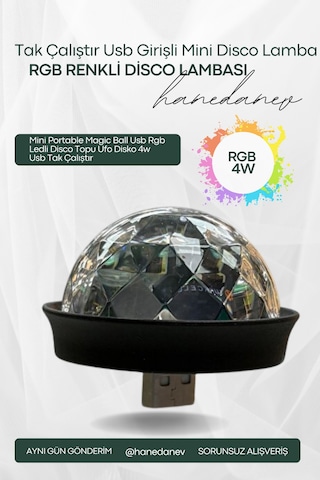 Mini Portable Magic Ball Usb Rgb Ledli Disco Topu Ufo Disko 4w Usb Tak Çalıştır