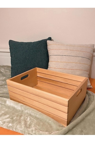 Masif Ahşap Sandık - Büyük Boy Saklama Depolama Ve Düzenleme Için Tahta Kutu Çok Amaçlı Organizer - Big Wooden Box Ahşap