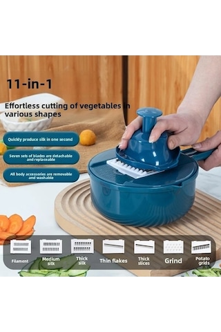 Trendooze Gaojunshop01 Mavi 11 İ 1 Ağır Hizmet Mutfak Robotu Dilimleyici Doğrayıcı Rende Mavi Ev Yemeği Hazırlama Aracı mavi