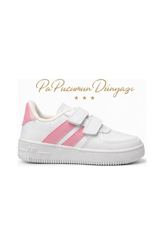 Papucumun Dünyası Günlük Bebek Çocuk Sneaker Cırt Cırt Bantlı Spor Ayakkabı Yürüyüş Ayakkabısı Pembe