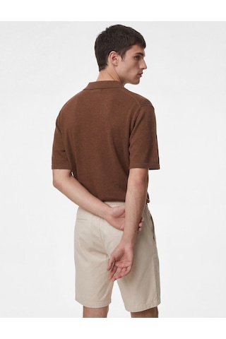 Koton Regular Fit Kısa Kollu Dokulu Polo Yaka Tişört Kahverengi 6sam10007mk Kahve