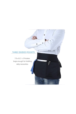 Cepli Bel Önlüğü 3'lü Paket - Siyah Kısa Önlük Su Geçirmez Restoran Garson Tulumu Göğüs Bel Önlüğü Erkekler Ve Kadınlar İçin Siyah Diğer