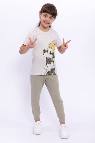 Minnie Mouse Lisanslı Kremmelanj Kız Çocuk Pijama Takımı 5274-28961 Bej Melanj